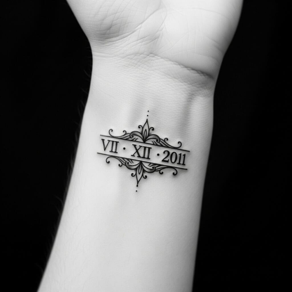 Roman Numeral Date Tattoo