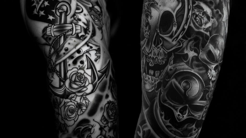 american traditional tattoo black and white