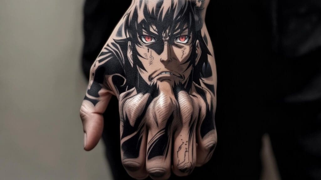 anime hand tattoo