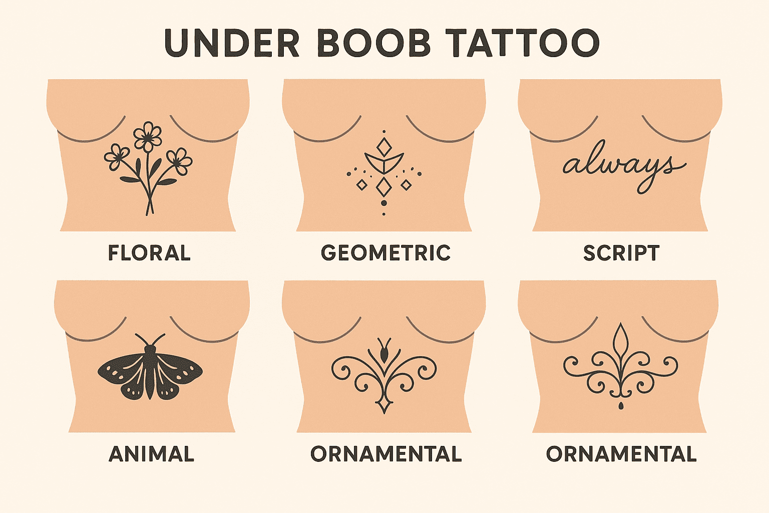 25 Stunning Under Boob Tattoo Designs | Tattoo Generator IQ